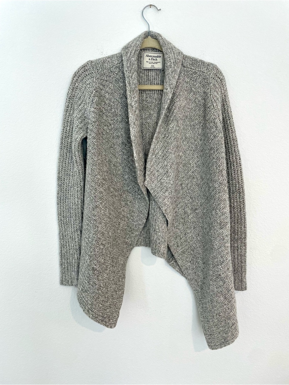 Abercrombie & Fitch Heather Gray Draped Shawl Collar Cardigan